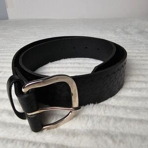 Task Force Mens Basketweave Top Grain Leather Belt 30/32 Black Western Workwear